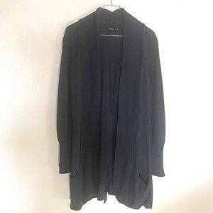 Neve Long Charcoal Cardigan with Lace Detail
